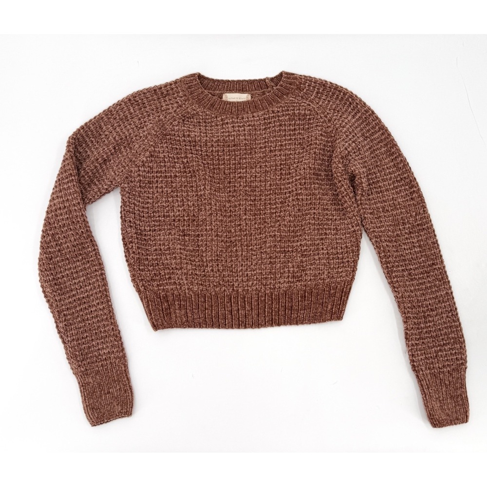 Altar'd State Sweater Womens Small Brown Pullover Long Sleeve‎ Cropped